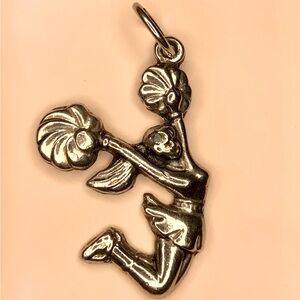 Vintage Silver Cheerleader Charm